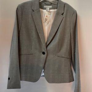 H&M black and gray plaid tweed jacket blazer size 10. New with tags 🆕